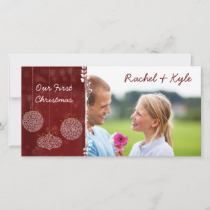 3 Ornaments Our First Christmas Your Photo Holiday Card