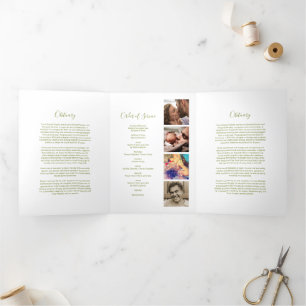 3 Page Funeral Order of Service Memorial Program Tri-Fold Invitation