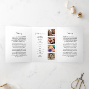 3 Page Funeral Order of Service   Memorial Program Tri-Fold Invitation