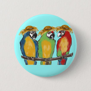 3 Parrots 6 Cm Round Badge