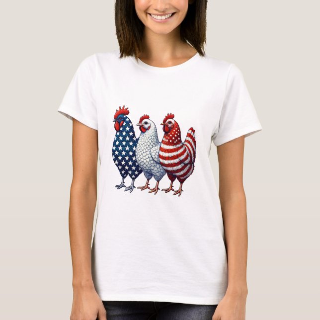 3 Patriotic Chickens T-Shirt (Front)