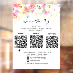 *~* 3 PAYMENTS Scan to Pay QR Floral 