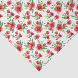 3 Pcs Watercolor Red Poppies Wildflowers Tissue Paper