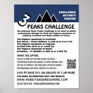3 Peaks Challenge, Mountaineering Company Advert Poster