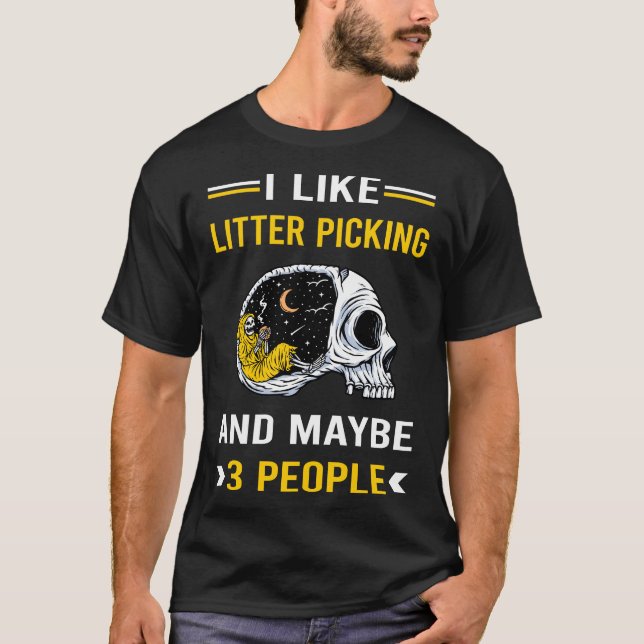 3 People Litter Picking Pick Picker T-Shirt (Front)