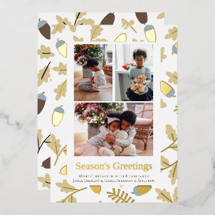 3 Photo Acorn Pattern Seasons Greetings