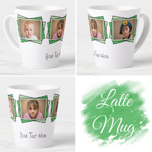 3 photo add your text green latte mug