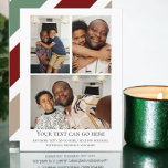 3 Photo and stripped back template<br><div class="desc">Bold Retro Christmas colours,  flat cards. Personalised with your own photographs and text from Ricaso .. add your own details to these stunning cards that will make an impression with stripped colours to the back</div>