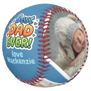 3 Photo and Text Personalised Best Dad Ever Softball