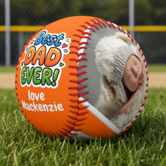 3 Photo and Text Personalised Best Dad Ever Softball (3 Photo and Text Personalized Best Dad Ever Softball
by Ricaso . Father's day gift ideas from child.)