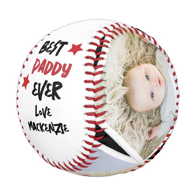 3 Photo and Text Personalised One of a Kind Baseball (Angled)