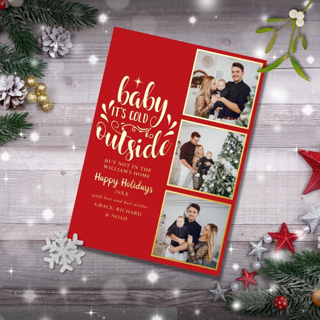 3 Photo Baby Its Cold Outside Christmas Gold (Creator Uploaded)