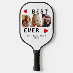3 Photo Best Dad Ever Collage Custom Pickleball Paddle