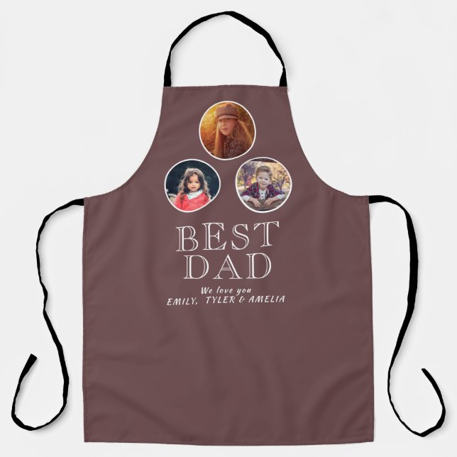 3 Photo Best Dad Typography Father`s Day  Apron (Front)