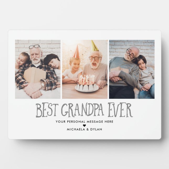 3-Photo Best Grandpa Ever Tabletop Plaque (Front)