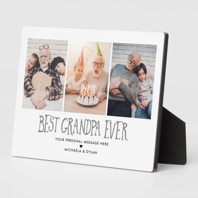 3-Photo Best Grandpa Ever Tabletop Plaque (Side)