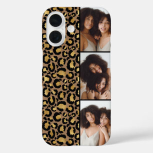 3 Photo Brown And Gold Leopard Print iPhone 16 Case