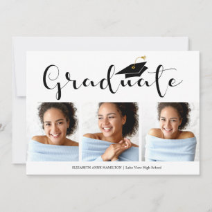 3 Photo Calligraphy High School Graduation Announcement