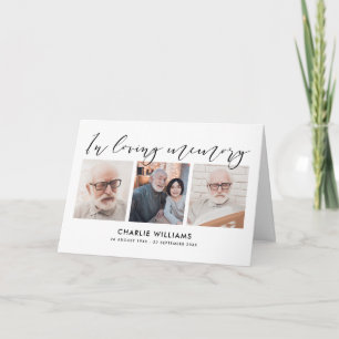 3-Photo Celebration of Life/Funeral/Sympathy Thank You Card