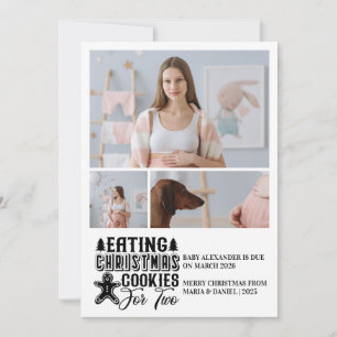 3 Photo Christmas Cookies for 2 Pregnancy Holiday Card