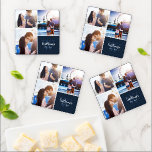 3 Photo Collage and Custom Monogram Coaster Set<br><div class="desc">Create a special personalised gift using photos of your wedding, travel, grandkids, pets, or other fun memories printed onto a set of four acrylic coasters. Choose from round or square shaped coasters. This set features a photo collage design with 3 pictures and your monogram name, initial and established date. Use...</div>