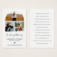 3 Photo Collage Arch Funeral Memorial Prayer Cards