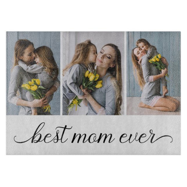 3 Photo Collage Best Mum Ever Cutting Board (Front)