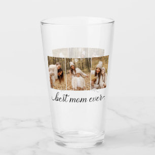 3 Photo Collage Best Mum Ever Glass