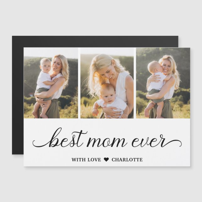 3 Photo Collage Best Mum Ever Magnetic Card (Front/Back)