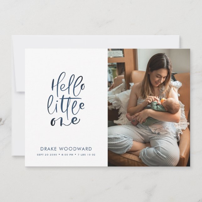 3 Photo Collage Birth Stats Modern Birth Announcement (Front)