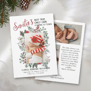 3 Photo Collage Christmas Baby Birth Announcement 