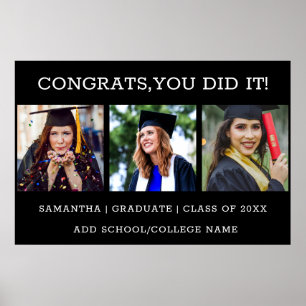 3 Photo Collage Congrats Graduate 2023 Graduation  Poster