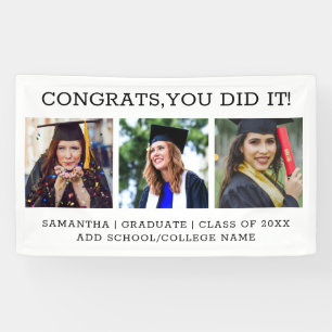 3 Photo Collage Congrats Graduate Graduation Banner