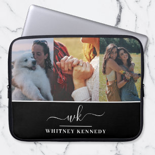 3 Photo Collage Create Your Own Monogram Laptop Sleeve