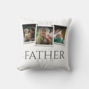 3 Photo Collage Dad Family Memorable Father's Day Cushion