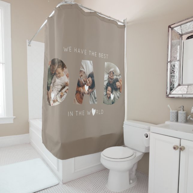 3 photo collage dad shower curtain (In Situ)