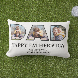 3 Photo Collage Father's Day Dad Photo Cutout Lumbar Cushion