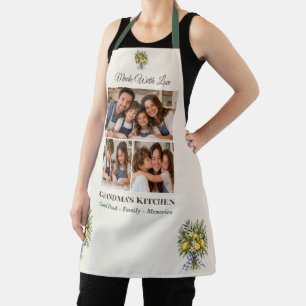 3 Photo Collage Floral Lemon Grandma's Kitchen Apron