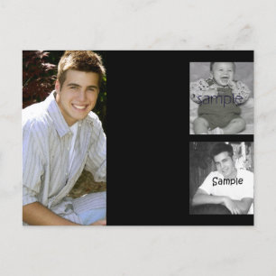3 photo collage graduation announcement postcard