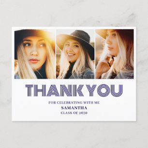 3 Photo Collage Graduation Thank You Postcard