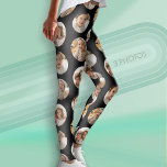 3 Photo Collage Half Brick Pattern - Black Circle Leggings<br><div class="desc">Add 3 photos to this half brick grid pattern with a colour around each photo. The photo pattern prints all over the legs.</div>