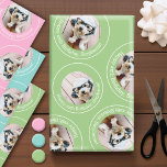 3 photo Collage Happy Birthday Circles pink blue Wrapping Paper Sheet<br><div class="desc">Add three square picture to make unique and trendy Holiday gift wrap. Add text and photos first. If you need to move anything around,  click on the customise button to make changes.</div>