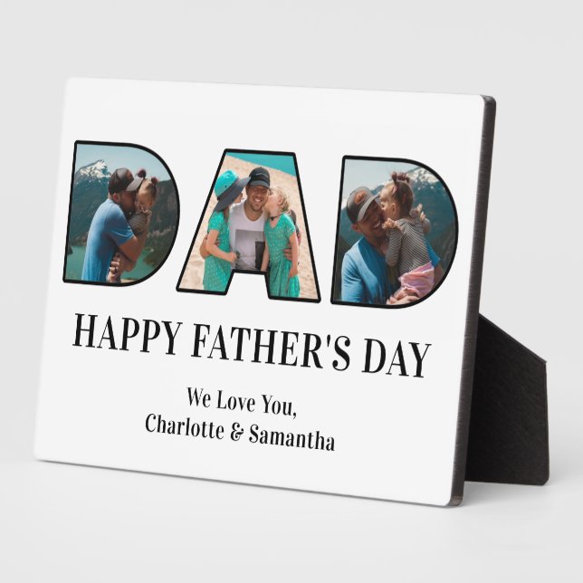 3 Photo Collage Happy Father's Day Photo Cutout Plaque (Side)