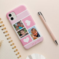 3 photo collage love you mum heart modern pink