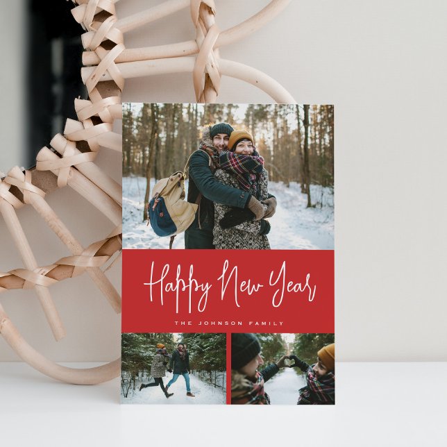 3 Photo Collage Minimalist Modern Holiday Card (Creator Uploaded)