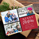 3 Photo Collage Modern Merry Christmas Red Holiday Card<br><div class="desc">Modern Christmas | Holiday card is inspired by "Piet Mondrian" "Composition" abstract art work with 3 photos.  Send holiday cheer to your family and friends.</div>