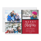 3 Photo Collage Modern Merry Christmas Red