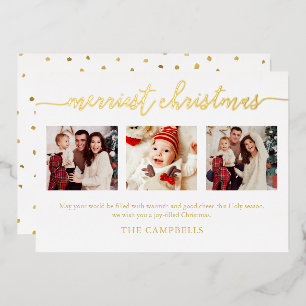 3 Photo Collage Modern Script "Merriest Christmas"