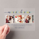 3 Photo Collage Modern Script "Merriest Christmas" Acrylic Invitations<br><div class="desc">3 Photo Collage Modern Script "Merriest Christmas" Holiday design.</div>