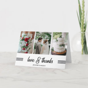 3 Photo Collage Modern Wedding Thank You Card